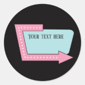 cooles Retro 50er Diner mit Textzeichen Runder Aufkleber (Vorderseite)