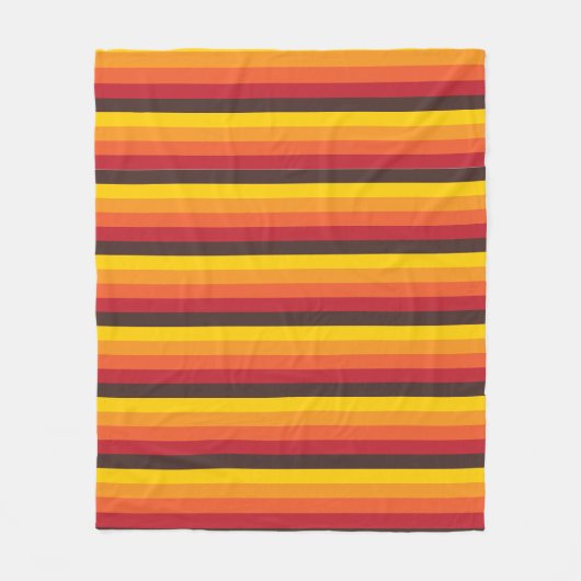 Cooles Retro 70er Streifen-orange Gelb-Rot Fleecedecke (Vorderseite)