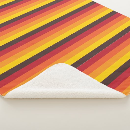 Cooles Retro 70er Streifen-orange Gelb-Rot Sherpadecke (3/4)