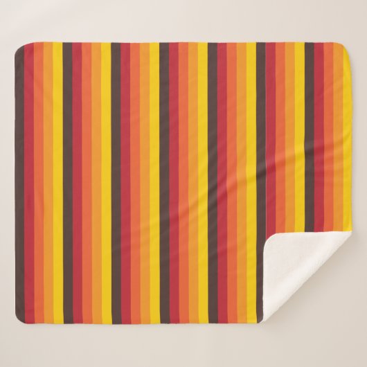 Cooles Retro 70er Streifen-orange Gelb-Rot Sherpadecke (Vorderseite (Horizontal))