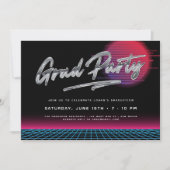 Cooles Retro 80er Jahre New Wave Abschluss Grad Pa Einladung (Vorderseite)