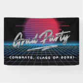 Cooles Retro 80er Synthwave New Wave Grad Party Banner (Horizontal)