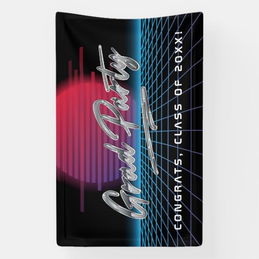 Cooles Retro 80er Synthwave New Wave Grad Party Banner (Vertikal)