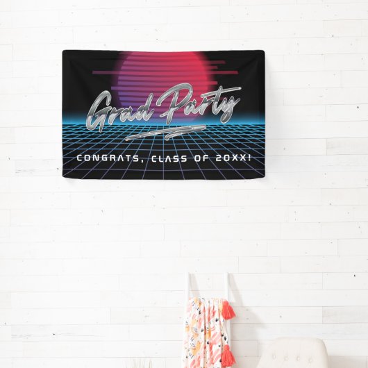 Cooles Retro 80er Synthwave New Wave Grad Party Banner (InSitu)