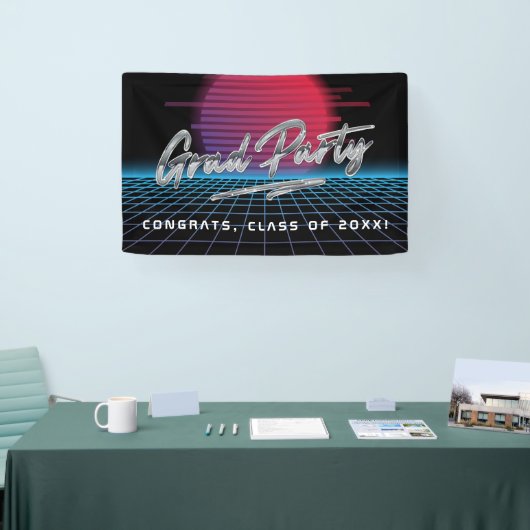 Cooles Retro 80er Synthwave New Wave Grad Party Banner (Messe)