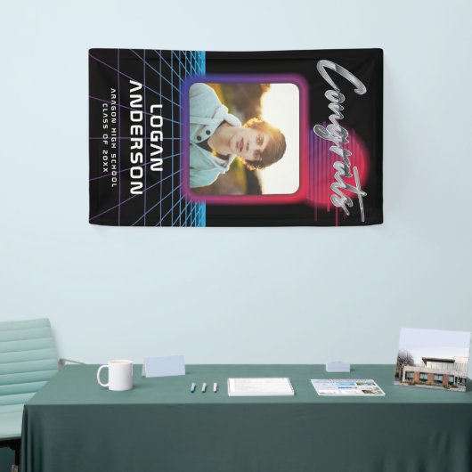 Cooles Retro 80er Synthwave New Wave Grad Party Banner (Messeveranstaltung)