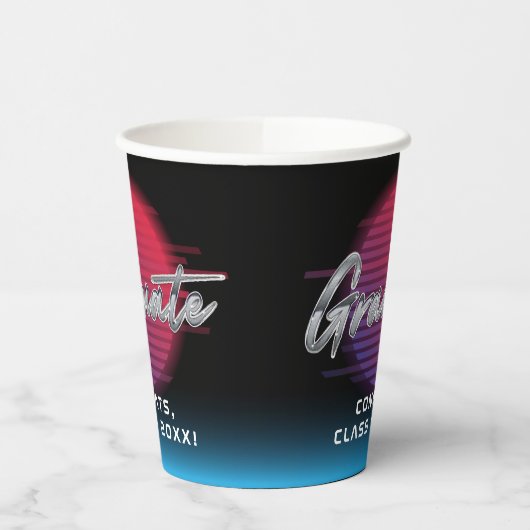 Cooles Retro 80er Synthwave New Wave Grad Party Pappbecher (Links)