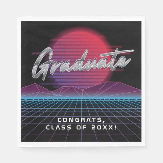 Cooles Retro 80er Synthwave New Wave Grad Party Serviette (Vorderseite)