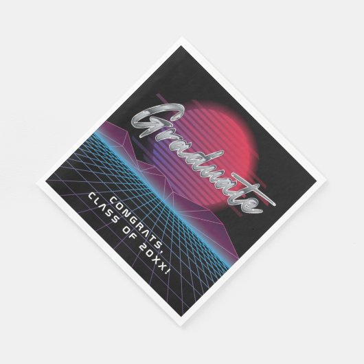 Cooles Retro 80er Synthwave New Wave Grad Party Serviette (Ecke)