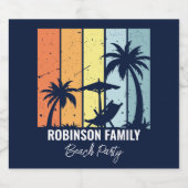 Cooles Retro Beach Party Custom Navy Blue Bierflaschenetikett (Einzelnes Label)