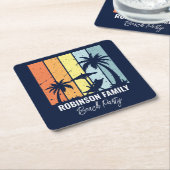 Cooles Retro Beach Party Custom Navy Blue Rechteckiger Pappuntersetzer (angewinkelt)