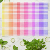 Cooles Retro Blau Gelb Rosa Textur Kariertes Muste Geschirrtuch (Gefaltet)