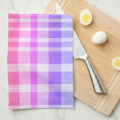 Cooles Retro Blau Gelb Rosa Textur Kariertes Muste Geschirrtuch (Viertel Falte)