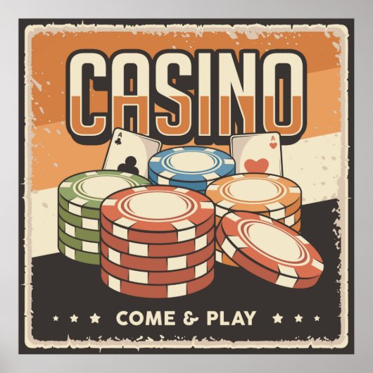 cooles Retro Casino Liebhaber Poster (Vorne)