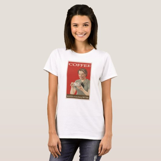 Cooles Retro-Coffee Lover-Design T-Shirt (Vorne ganz)