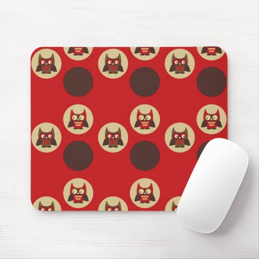 Cooles retro Eulen- u. Kreismuster Mousepad (Mit Mouse)