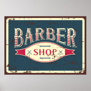 cooles Retro-Geschäft im Barbershop Vintag Poster