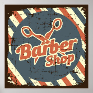 cooles Retro-Geschäft im Barbershop Vintag Poster