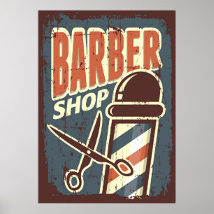 cooles Retro-Geschäft im Barbershop Vintag Poster