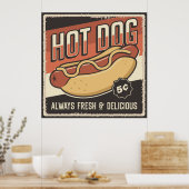 cooles Retro-Hotdog-Food-Poster Poster (Küche)