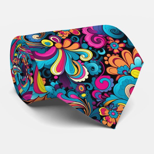 Cooles Retro-Kachelmuster Krawatte (Gerollt)