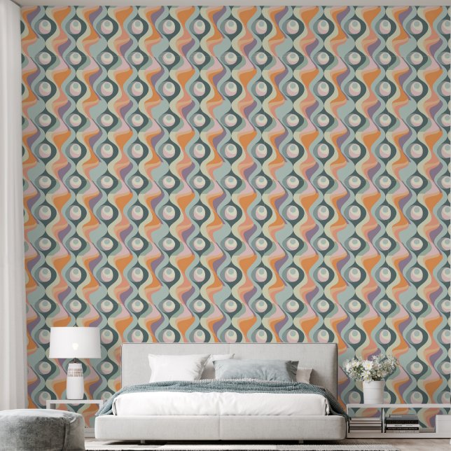 Cooles Retro-Kachelmuster Tapete (Schlafzimmer)