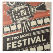 Cooles Retro-Kino Fliese (Vorderseite)