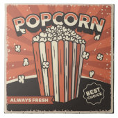 Cooles Retro-Kino Popcorn Fliese (Vorderseite)