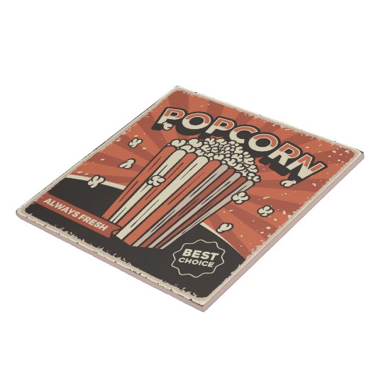 Cooles Retro-Kino Popcorn Fliese (Seite)