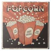 Cooles Retro-Kino Popcorn Fliese (Vorderseite)