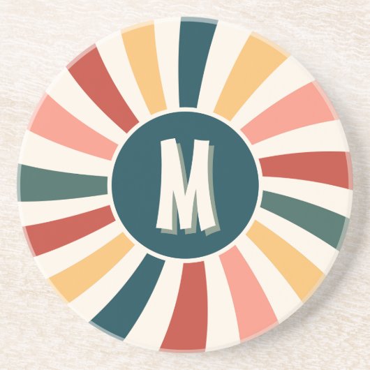 Cooles Retro-Muster-Monogramm Getränkeuntersetzer (Vorne)