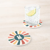 Cooles Retro-Muster-Monogramm Getränkeuntersetzer (Seite)