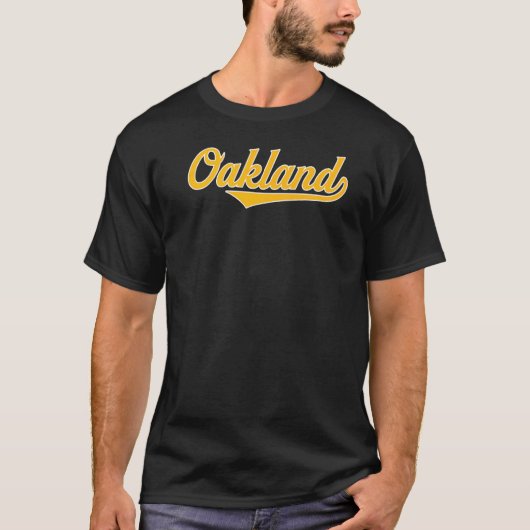 Cooles Retro Oakland 1970er Wordmark Script T-Shirt (Vorderseite)