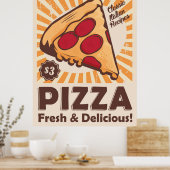 cooles Retro-Pizzaessen Poster (Küche)