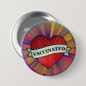 Cooles Retro-Regenbogenherz mit Bannerimpfung Button (Vorne & Hinten)