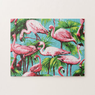 Cooles Retro rosa Flamingo-Puzzlespiel Puzzle