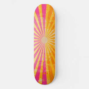 Cooles Retro-Sonnenschein-Rosa und Orangefarbenes Skateboard
