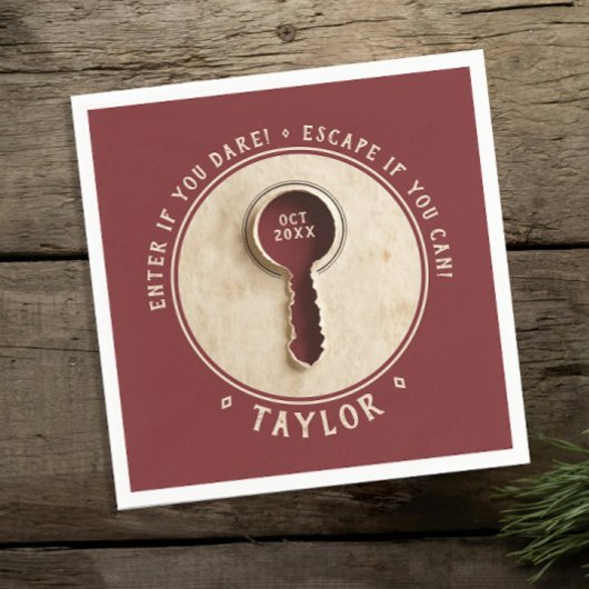 Cooles Retro Vintag Burgund Escape Room Adventure Serviette