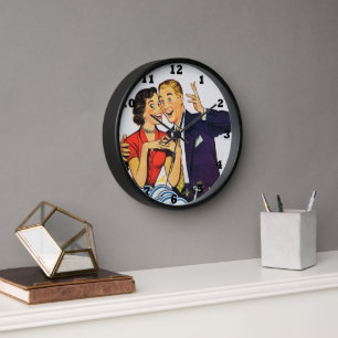 cooles Retro-Vintage-Küchenpaar Uhr