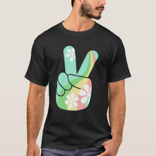 Cooles Retro-Vintages Friedenszeichen Hippie 70's T-Shirt