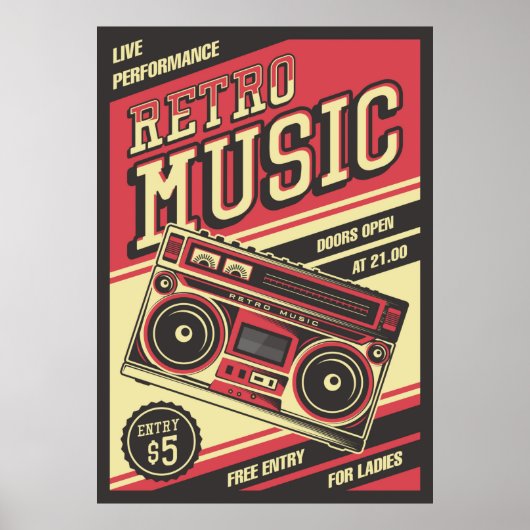 cooles Retro-Vintages Musikgeschäft Poster (Vorne)