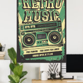 cooles Retro-Vintages Musikgeschäft Poster (Heimbüro)