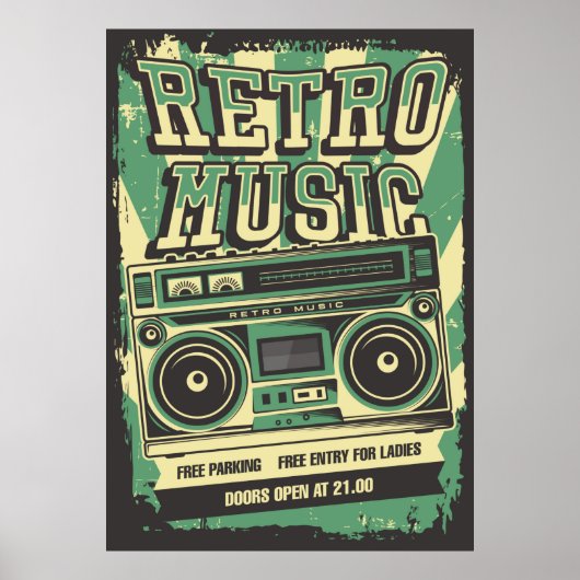 cooles Retro-Vintages Musikgeschäft Poster (Vorne)