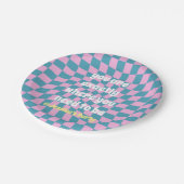 Cooles Retro-Zitat rosa gestrichenes Party Pappteller (Schrägansicht)