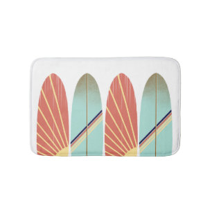 Cooles Retrorot und blaues Surfbrett Badematte