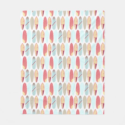 Cooles Retrorot und blaues Surfbrett Fleecedecke (Vorderseite)