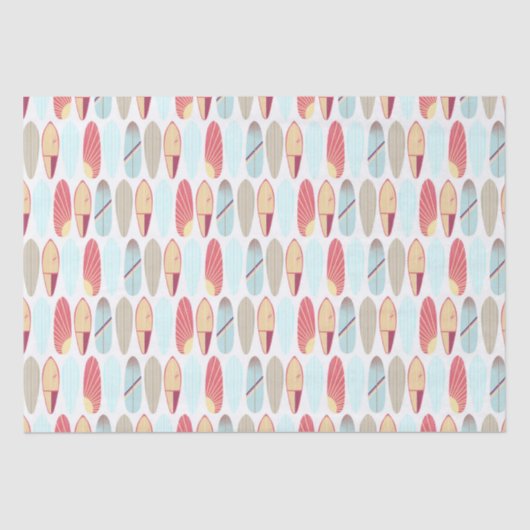 Cooles Retrorot und blaues Surfbrett Seidenpapier (Vorderseite)