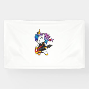 Cooles Rock and Roll Einhorn mit Gitarre für Rock Banner