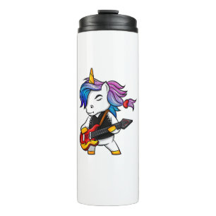 Cooles Rock and Roll Einhorn mit Gitarre für Rock Thermosbecher