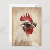 Cooles Rooster in Sonnenbrillen Illustration Postkarte (Vorne/Hinten)